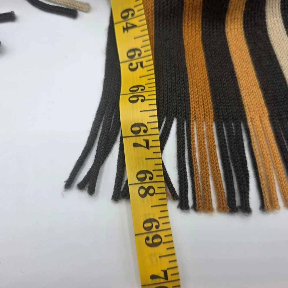 Johnston & Murphy Mens 100% Wool Scarf Striped Black Yellow Grey Made in Germany
